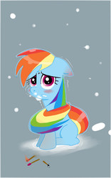 Size: 590x944 | Tagged: safe, artist:joycall6, rainbow dash, g4, female, freezing, matches, snow, snowfall, solo