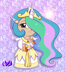 Size: 840x928 | Tagged: safe, artist:raininess, princess celestia, human, g4, chibi, female, horn, horned humanization, humanized, solo, winged humanization