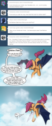 Size: 645x1533 | Tagged: safe, artist:darkflame75, scootaloo, bat pony, pony, g4, ask, bat ponified, female, race swap, scootabat, solo, student of the night, tumblr