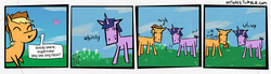 Size: 900x250 | Tagged: safe, artist:vv3, applejack, twilight sparkle, g4, comic, horses doing horse things, wat