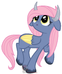 Size: 321x382 | Tagged: dead source, safe, artist:ipandacakes, oc, oc only, bicorn, hybrid, horn, interspecies offspring, offspring, parent:fluttershy, parent:iron will, parents:ironshy, solo