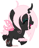 Size: 153x186 | Tagged: safe, artist:ipandacakes, oc, oc only, oc:pomf puff, changeling, hybrid, changeling oc, heart, interspecies offspring, magical lesbian spawn, offspring, parent:oc:fluffle puff, parent:queen chrysalis, parents:canon x oc, parents:chrysipuff, pink changeling, simple background, solo, transparent background, vector