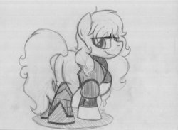 Size: 1024x749 | Tagged: safe, artist:drawponies, pony, commission, monochrome, ponified, rooster teeth, rwby, sketch, solo, yang xiao long