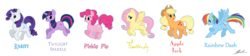 Size: 2682x600 | Tagged: safe, artist:caycowa, applejack, fluttershy, pinkie pie, rainbow dash, rarity, twilight sparkle, g4, mane six