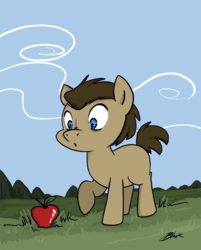 Size: 644x800 | Tagged: safe, artist:caycowa, doctor whooves, time turner, g4, apple, colt, male, solo