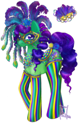 Size: 714x1117 | Tagged: safe, artist:magexp, oc, oc only, mardi gras, solo