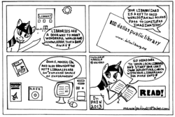 Size: 2835x1899 | Tagged: safe, artist:drpain, twilight sparkle, g4, comic strip, dallas, library