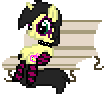 Size: 105x94 | Tagged: safe, artist:midnightmint-1, oc, oc only, oc:palette, 8-bit, animated, bench, blinking, desktop ponies, inconsistent pixel size, recolor, simple background, solo, transparent background