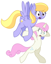 Size: 768x968 | Tagged: safe, artist:terton, cloud kicker, twinkleshine, pegasus, pony, unicorn, g4, duo, duo female, female, mare, simple background, spread wings, transparent background, wings