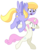 Size: 768x968 | Tagged: safe, artist:terton, cloud kicker, twinkleshine, pegasus, pony, unicorn, g4, duo, duo female, female, mare, simple background, spread wings, transparent background, wings