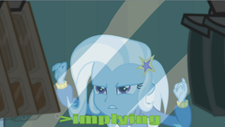 Size: 1219x687 | Tagged: safe, edit, edited screencap, screencap, trixie, equestria girls, g4, female, greentext, implying, solo, text