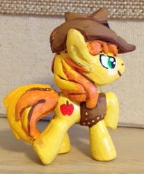 Size: 276x333 | Tagged: safe, braeburn, earth pony, pony, g4, clothes, craft, customized toy, hat, male, raised hoof, sculpture, solo, stallion