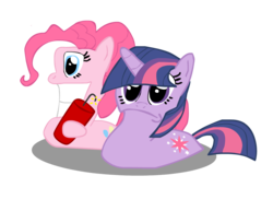 Size: 1100x800 | Tagged: safe, artist:thinkingwithponies, pinkie pie, twilight sparkle, worm, g4, duo, dynamite, simple background, species swap, transparent background, twiworm, wormified, worms (video game)