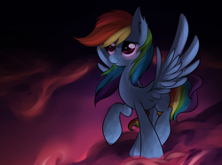 Size: 1280x950 | Tagged: safe, artist:sherarina, rainbow dash, pegasus, pony, g4, female, solo, sunset