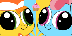 Size: 2000x1000 | Tagged: safe, artist:blanishna, carrot cake, cup cake, g4, cupcake, hey you, the cakes