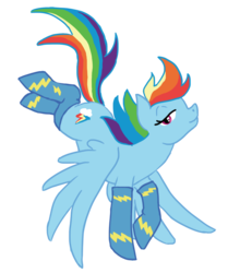 Size: 650x778 | Tagged: safe, artist:bux, rainbow dash, g4, bedroom eyes, clothes, female, socks, solo