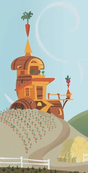 Size: 334x653 | Tagged: safe, screencap, castle mane-ia, g4, season 4, building, carrot, farm, fence, sweet apple acres