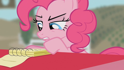 Size: 1920x1080 | Tagged: safe, screencap, pinkie pie, castle mane-ia, g4, season 4, female, math, notebook, notepad, solo