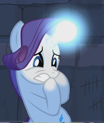 Size: 906x1080 | Tagged: safe, screencap, rarity, pony, unicorn, castle mane-ia, g4, season 4, cropped, female, glowing horn, horn, light spell, magic, mare, solo