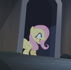 Size: 1102x1080 | Tagged: safe, screencap, fluttershy, pegasus, pony, castle mane-ia, g4, season 4, cute, female, happy, mare, open mouth, shyabetes, smiling, solo