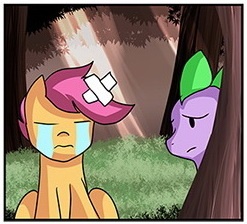 Size: 247x224 | Tagged: safe, artist:the0ne-u-lost, scootaloo, spike, g4, single panel