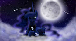 Size: 1980x1080 | Tagged: safe, artist:nyunimu, princess luna, g4, female, fluffy, moon, solo