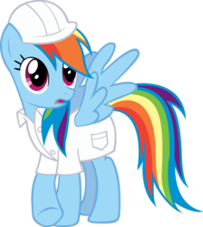 Size: 5000x5585 | Tagged: safe, artist:richhap, rainbow dash, g4, sonic rainboom (episode), absurd resolution, clothes, female, hat, lab coat, simple background, solo, transparent background, vector