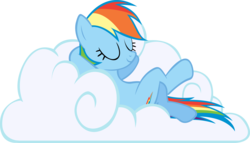 Size: 4876x2798 | Tagged: safe, artist:rainbowcrab, rainbow dash, pegasus, pony, g4, cloud, eyes closed, female, mare, simple background, sleeping, sleepydash, solo, transparent background, vector