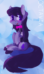 Size: 958x1600 | Tagged: dead source, safe, artist:berrydrops, octavia melody, earth pony, pony, g4, abstract background, female, sitting, smiling, solo