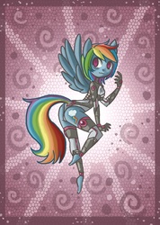 Size: 891x1251 | Tagged: safe, artist:raptor007, rainbow dash, anthro, g4, ambiguous facial structure, armor, female, solo