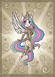 Size: 891x1251 | Tagged: safe, artist:raptor007, princess celestia, anthro, g4, ambiguous facial structure, armor, female, solo