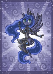 Size: 891x1251 | Tagged: safe, artist:raptor007, princess luna, anthro, plantigrade anthro, g4, ambiguous facial structure, armor, female, solo