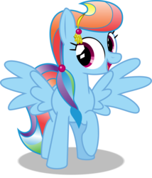 Size: 932x1090 | Tagged: safe, artist:ex-machinart, rainbow dash, pegasus, pony, g4, crystallized, female, hooves, mare, open mouth, simple background, solo, spread wings, vector, white background, wings