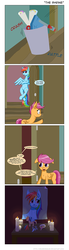 Size: 600x2189 | Tagged: safe, artist:deusexequus, rainbow dash, scootaloo, pegasus, pony, flight to the finish, g4, candle, comic, feather, female, filly, mare, scootaloo can't fly, scooter, scootobsession, shrine, smugdash