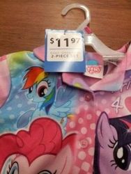 Size: 306x408 | Tagged: safe, pinkie pie, rainbow dash, twilight sparkle, g4, blurry, clothes, error, pajamas, walmart