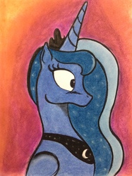 Size: 1936x2592 | Tagged: safe, artist:pankeciitha, princess luna, g4, female, solo, traditional art