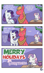 Size: 1012x1666 | Tagged: safe, artist:megasweet, big macintosh, rarity, sweetie belle, earth pony, pony, ask smarty belle, g4, comic, happy holidays, jealous, jelly, male, ship:rarimac, shipping, smarty belle, stallion, straight, wahaha