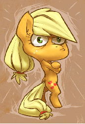 Size: 372x540 | Tagged: source needed, safe, artist:atryl, artist:ianpo, applejack, pony, g4, animated, bipedal, derp, female, solo, what are you doing