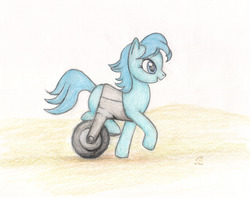 Size: 4627x3667 | Tagged: safe, artist:otherunicorn, oc, oc only, oc:lana, fallout equestria, solo, traditional art, we're no heroes, wheelchair