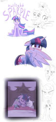 Size: 1983x4311 | Tagged: safe, artist:gsphere, smarty pants, twilight sparkle, alicorn, pony, g4, blushing, female, hiding, hissing, mare, sketch dump, sleeping, solo, twilight sparkle (alicorn)
