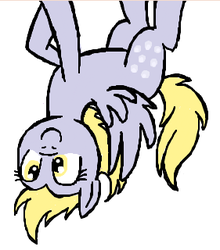 Size: 281x320 | Tagged: safe, artist:darlimondoll, derpy hooves, pegasus, pony, g4, female, mare, solo, upside down