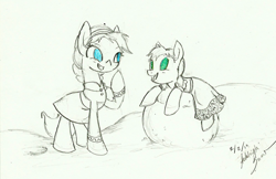 Size: 2003x1294 | Tagged: safe, artist:pitterpaint, anna, disney, elsa, frozen (movie), ponified, traditional art