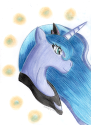 Size: 745x1024 | Tagged: safe, artist:diablicka, princess luna, g4, female, portrait, solo, traditional art