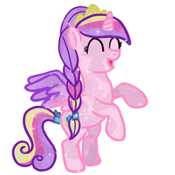 Size: 500x500 | Tagged: safe, artist:kuromi, princess cadance, alicorn, pony, g4, crystallized, eyes closed, female, flying, simple background, smiling, solo, spread wings, teen princess cadance, white background, wings