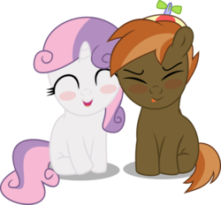 Size: 4529x4199 | Tagged: safe, artist:bigdream64, button mash, sweetie belle, g4, absurd resolution, blushing, colt, eyes closed, female, filly, foal, male, ship:sweetiemash, shipping, straight, tongue out