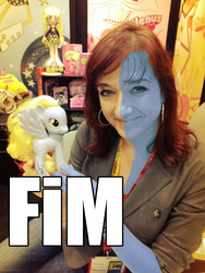 Size: 774x1032 | Tagged: safe, edit, derpy hooves, human, g4, chim, comic con, doll, irl, lauren faust, milky way (milky way and the galaxy girls), milky way and the galaxy girls, morrowind, obscure reference, photo, reference, the elder scrolls, toy, vivec