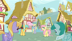 Size: 960x540 | Tagged: safe, screencap, cloud kicker, derpy hooves, fluttershy, spring melody, sprinkle medley, sunshower raindrops, pegasus, pony, g4, hurricane fluttershy, female, mare