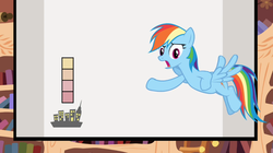 Size: 1054x591 | Tagged: safe, screencap, rainbow dash, g4, hurricane fluttershy, chart, charts and graphs, female, flying, solo