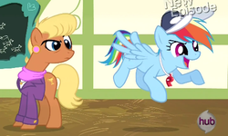 Size: 484x290 | Tagged: safe, screencap, ms. harshwhinny, rainbow dash, pony, flight to the finish, g4, coach rainbow dash, eyes on the prize, out of context