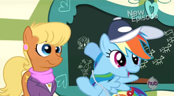 Size: 630x348 | Tagged: safe, screencap, ms. harshwhinny, rainbow dash, pony, flight to the finish, g4, my little pony: friendship is magic, coach rainbow dash